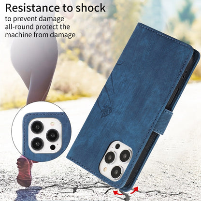 For iPhone 16 Pro Orchid Butterfly Embossed Leather Phone Case(Blue) by buy2fix