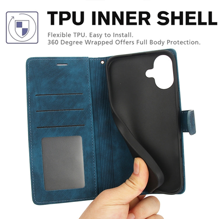 For iPhone 16 Orchid Butterfly Embossed Leather Phone Case(Blue) - iPhone 16 Cases by buy2fix | Online Shopping UK | buy2fix