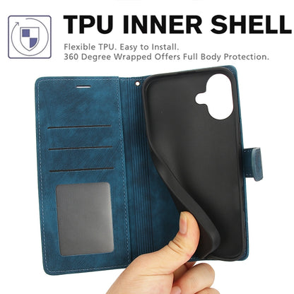 For iPhone 16 Orchid Butterfly Embossed Leather Phone Case(Blue) - iPhone 16 Cases by buy2fix | Online Shopping UK | buy2fix