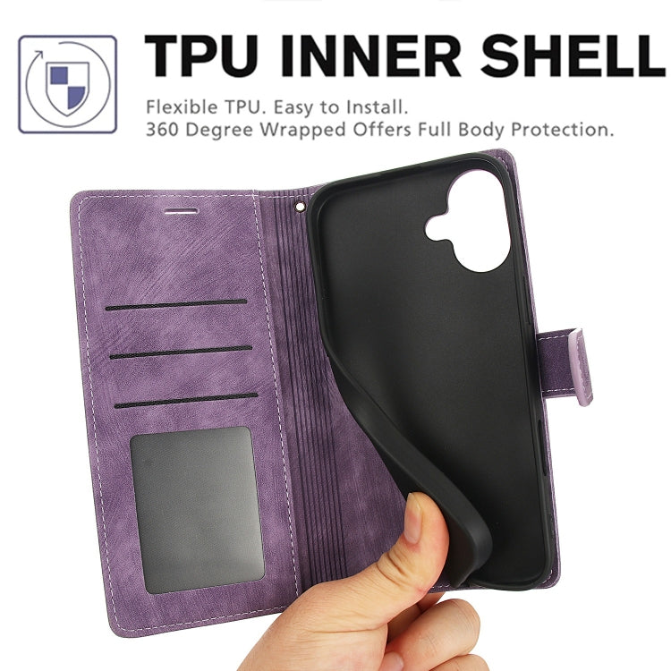 For iPhone 16 Plus Orchid Butterfly Embossed Leather Phone Case(Purple) - iPhone 16 Plus Cases by buy2fix | Online Shopping UK | buy2fix