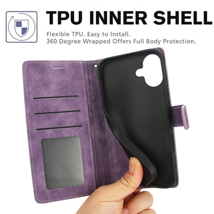 For iPhone 16 Plus Orchid Butterfly Embossed Leather Phone Case(Purple) - iPhone 16 Plus Cases by buy2fix | Online Shopping UK | buy2fix