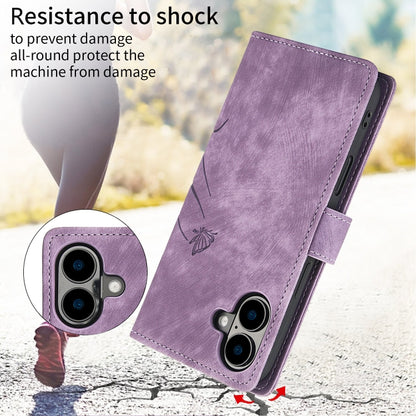 For iPhone 16 Plus Orchid Butterfly Embossed Leather Phone Case(Purple) - iPhone 16 Plus Cases by buy2fix | Online Shopping UK | buy2fix