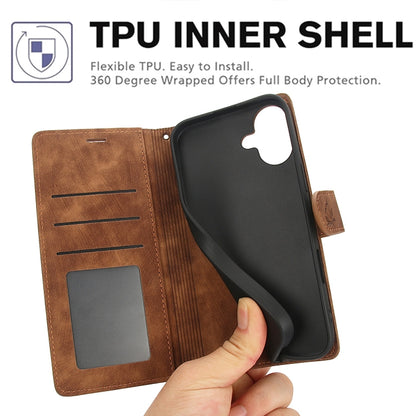For iPhone 16 Plus Orchid Butterfly Embossed Leather Phone Case(Brown) - iPhone 16 Plus Cases by buy2fix | Online Shopping UK | buy2fix