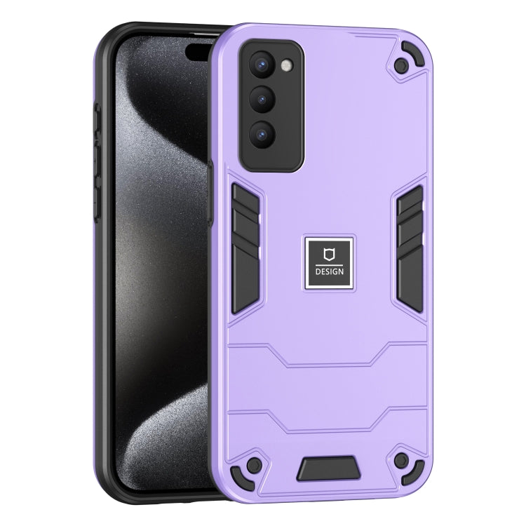 For Tecno Camon 18P 2 in 1 Shockproof Phone Case(Purple) by buy2fix