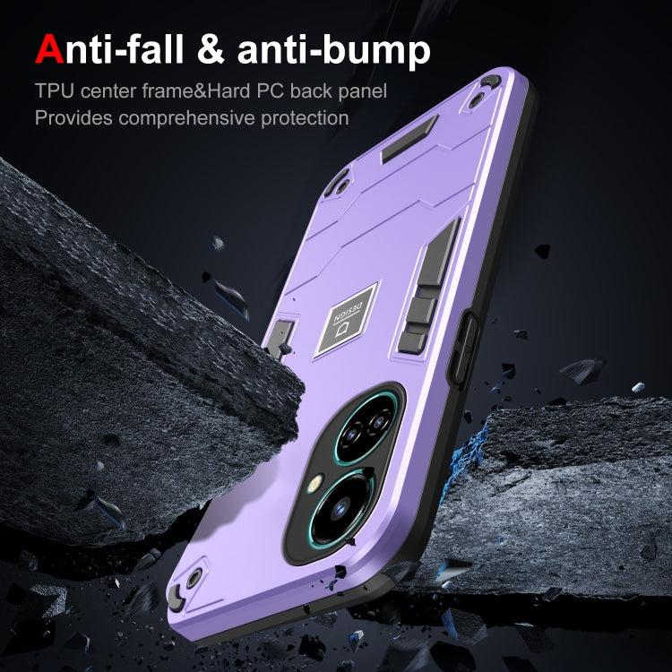 For Tecno Camon 19 2 in 1 Shockproof Phone Case(Purple) by buy2fix