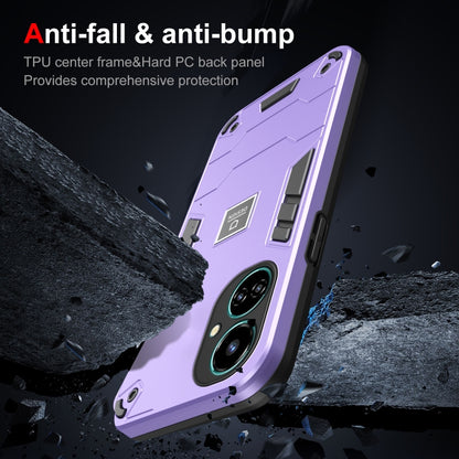 For Tecno Camon 19 2 in 1 Shockproof Phone Case(Purple) by buy2fix