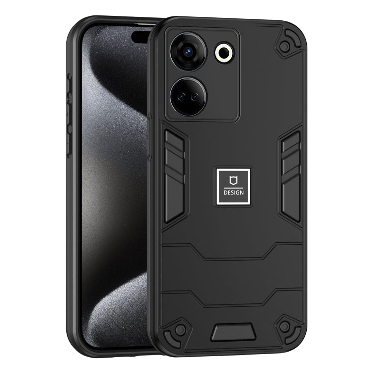 For Tecno Camon 20 Pro 4G 2 in 1 Shockproof Phone Case(Black) by buy2fix