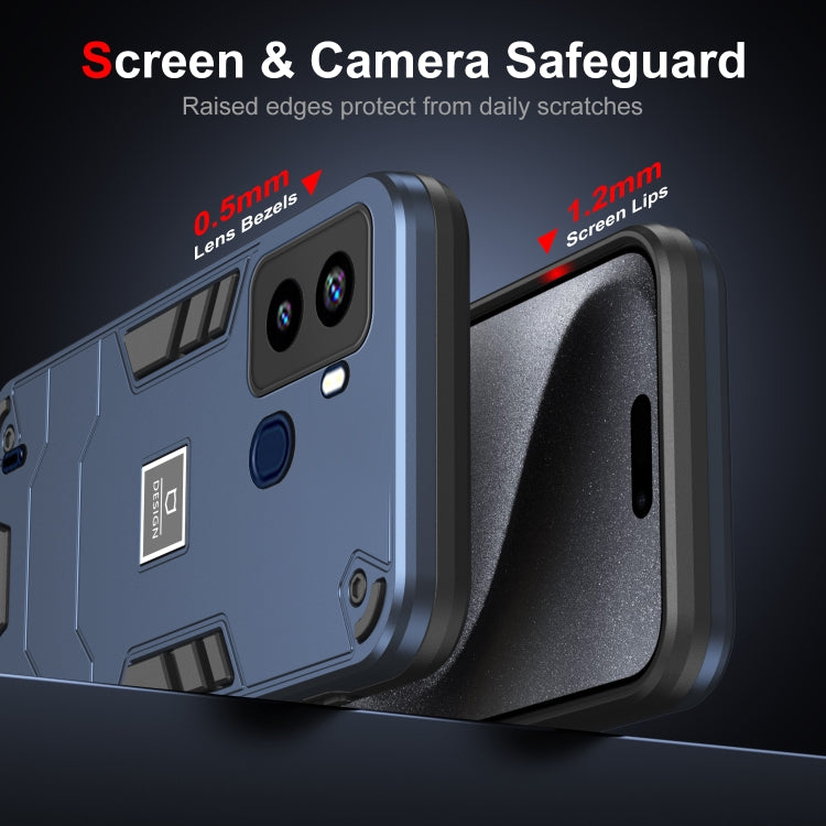 For Tecno Pop 6 2 in 1 Shockproof Phone Case(Blue) by buy2fix