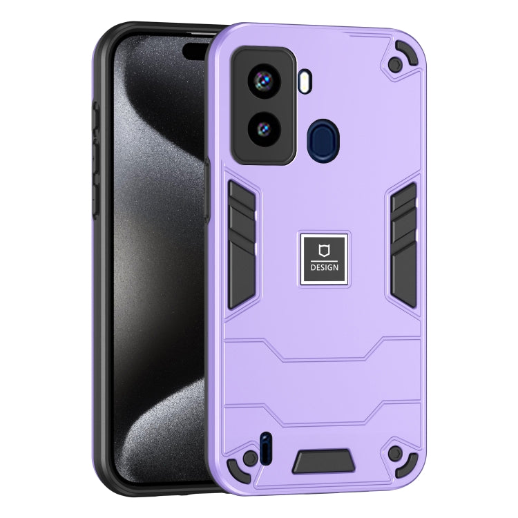 For Tecno Pop 6 2 in 1 Shockproof Phone Case(Purple) by buy2fix