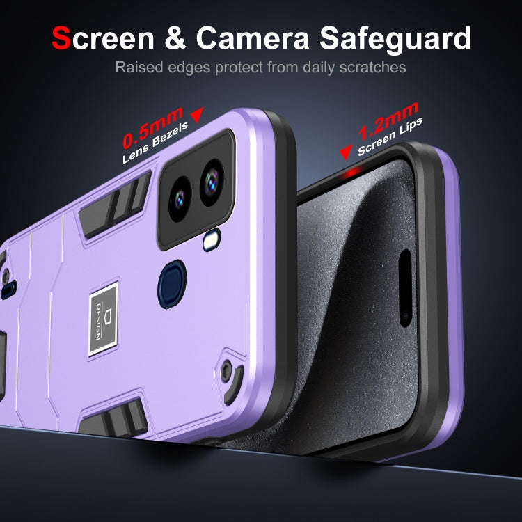 For Tecno Pop 6 2 in 1 Shockproof Phone Case(Purple) by buy2fix