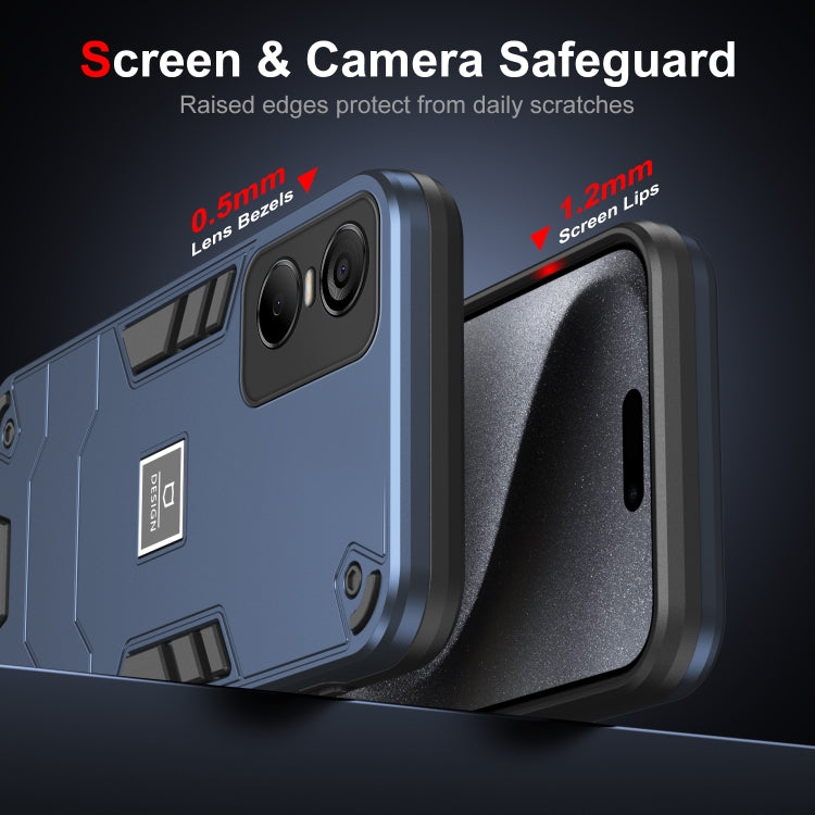 For Tecno Pop 6 Pro 2 in 1 Shockproof Phone Case(Blue) by buy2fix