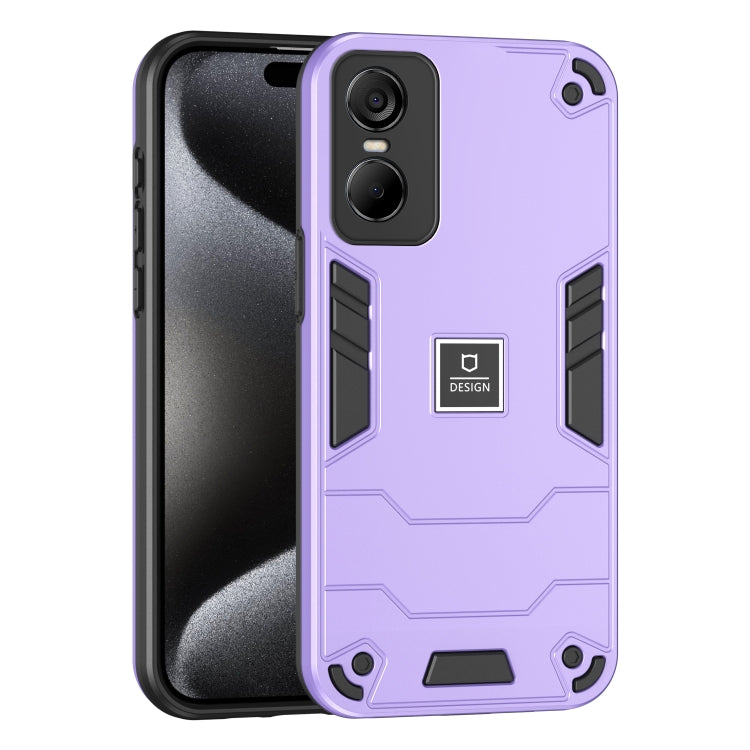 For Tecno Pop 6 Pro 2 in 1 Shockproof Phone Case(Purple) by buy2fix