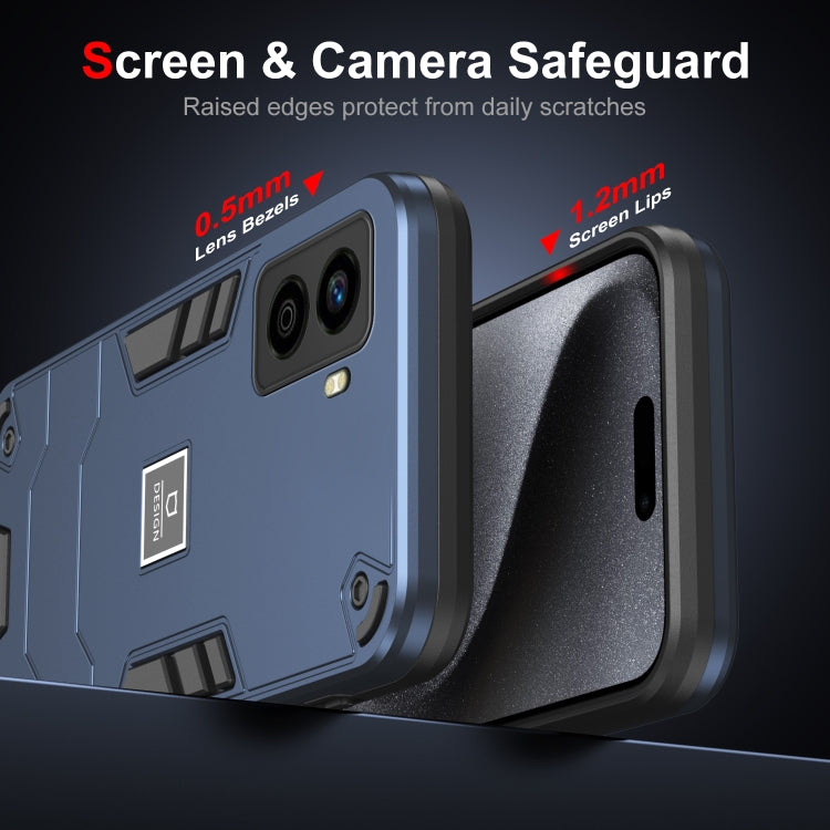 For Tecno Pop 6 No Fingerprints 2 in 1 Shockproof Phone Case(Blue) by buy2fix