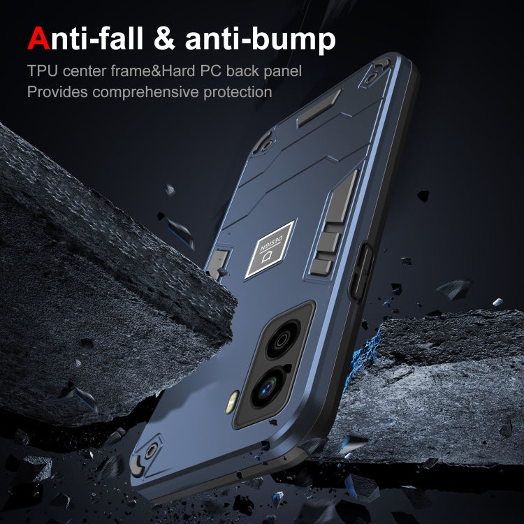 For Tecno Pop 6 No Fingerprints 2 in 1 Shockproof Phone Case(Blue) by buy2fix