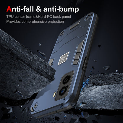 For Tecno Pop 6 No Fingerprints 2 in 1 Shockproof Phone Case(Blue) by buy2fix