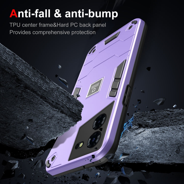 For Tecno Pova 5 Pro 2 in 1 Shockproof Phone Case(Purple) by buy2fix