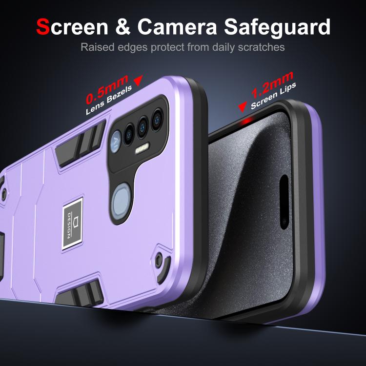 For Tecno Spark 7 Pro 2 in 1 Shockproof Phone Case(Purple) by buy2fix