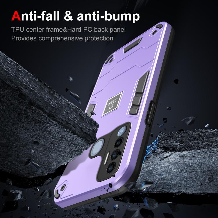 For Tecno Spark 7 Pro 2 in 1 Shockproof Phone Case(Purple) by buy2fix