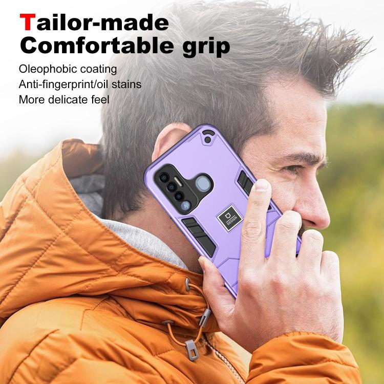 For Tecno Spark 7 Pro 2 in 1 Shockproof Phone Case(Purple) by buy2fix