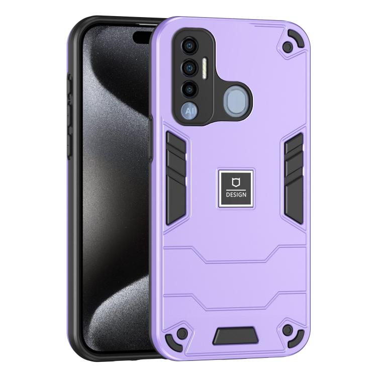 For Tecno Spark 7 Pro 2 in 1 Shockproof Phone Case(Purple) by buy2fix