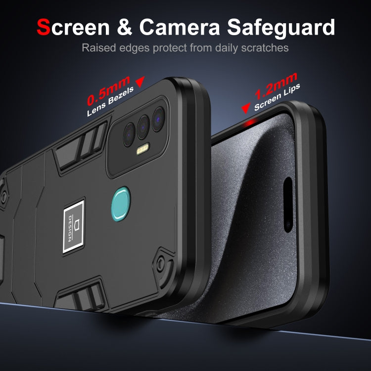 For Tecno Spark 7P 2 in 1 Shockproof Phone Case(Black) by buy2fix