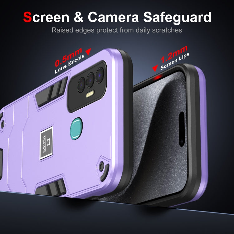For Tecno Spark 7P 2 in 1 Shockproof Phone Case(Purple) by buy2fix