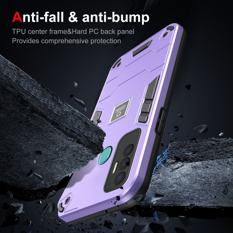 For Tecno Spark 7P 2 in 1 Shockproof Phone Case(Purple) by buy2fix