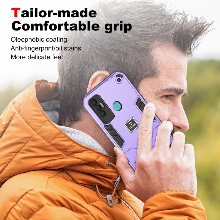 For Tecno Spark 7P 2 in 1 Shockproof Phone Case(Purple) by buy2fix
