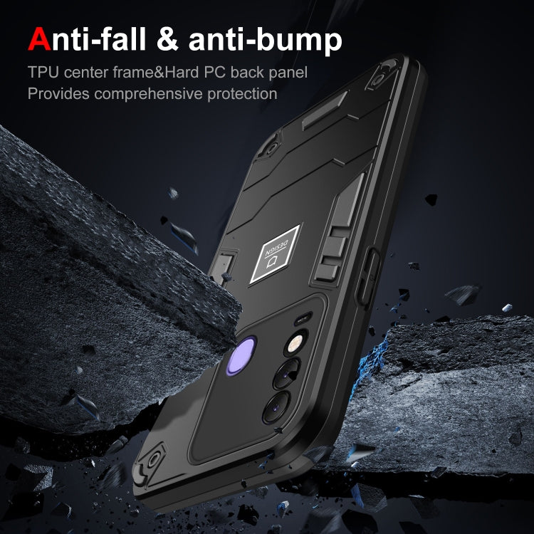 For Tecno Spark 8 2 in 1 Shockproof Phone Case(Black) by buy2fix