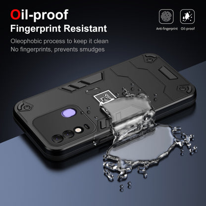 For Tecno Spark 8 2 in 1 Shockproof Phone Case(Black) by buy2fix