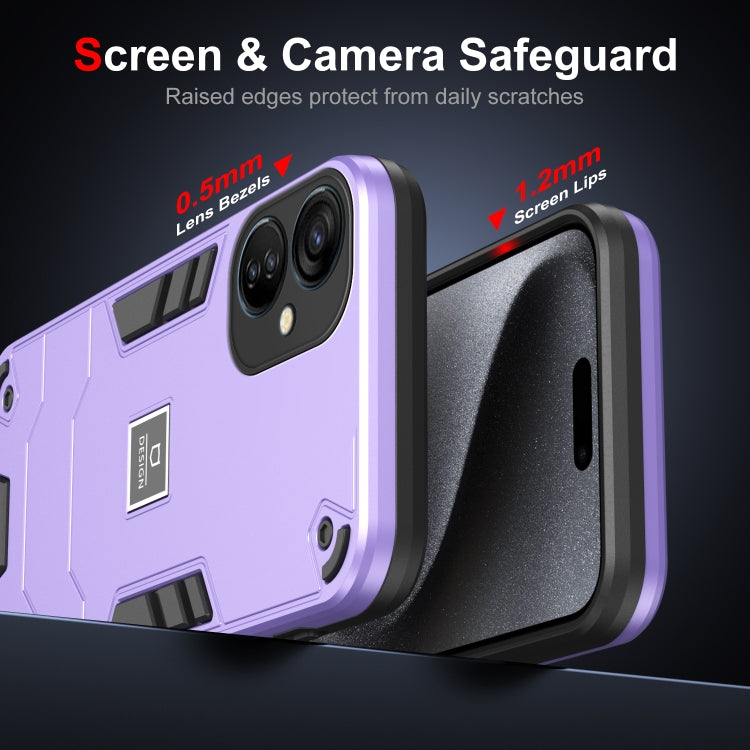 For Tecno Spark 9T 2 in 1 Shockproof Phone Case(Purple) by buy2fix
