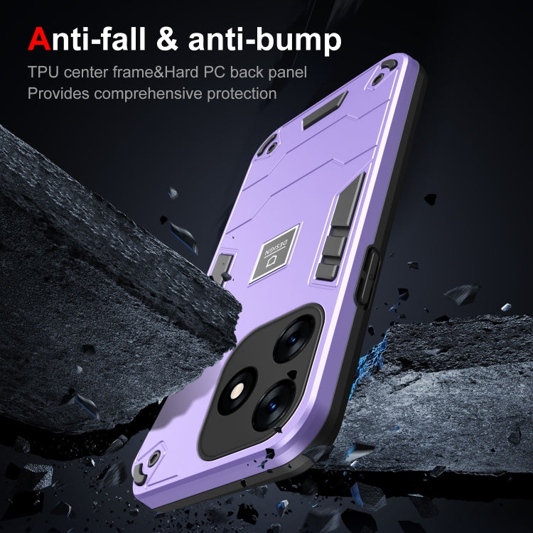 For Tecno Spark 10 2 in 1 Shockproof Phone Case(Purple) by buy2fix