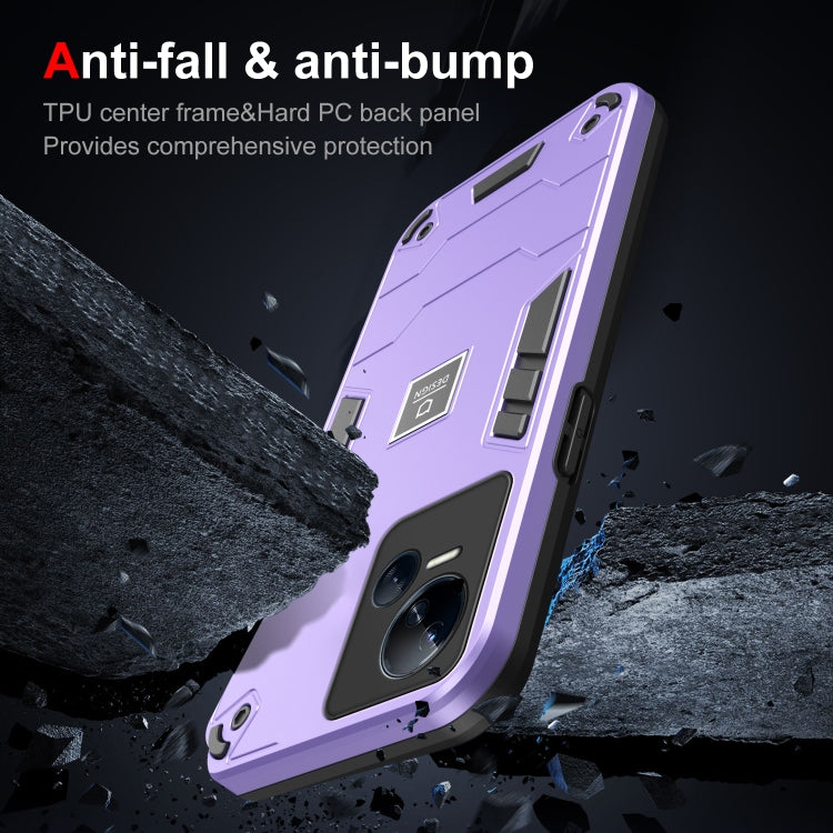For Tecno Spark 10 5G 2 in 1 Shockproof Phone Case(Purple) by buy2fix