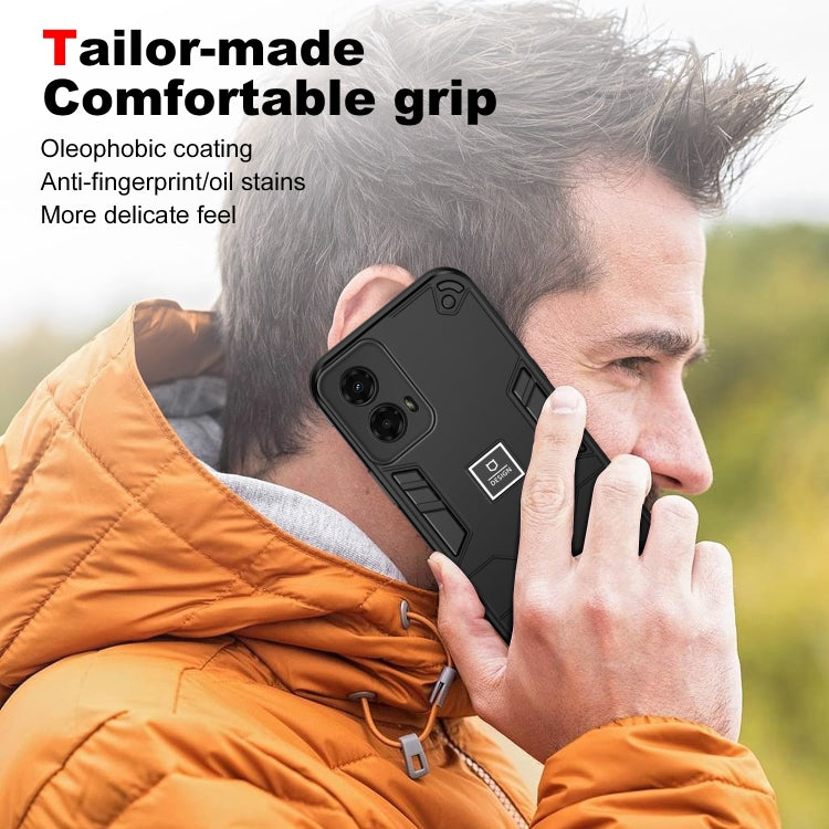 For Motorola Moto G 2024 5G Shockproof TPU Hybrid PC Phone Case(Black) by buy2fix