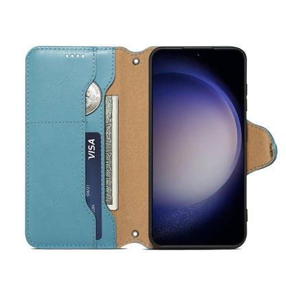 For Samsung Galaxy S23 5G Denior Cowhide Texture Wallet Style Leather Phone Case(Blue) - Galaxy S23 5G Cases by Denior | Online Shopping UK | buy2fix
