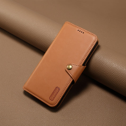 For Samsung Galaxy S23 5G Denior Cowhide Texture Wallet Style Leather Phone Case(Khaki) - Galaxy S23 5G Cases by Denior | Online Shopping UK | buy2fix