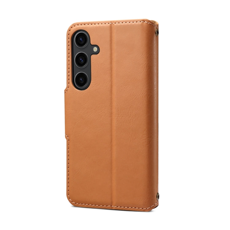 For Samsung Galaxy S23 5G Denior Cowhide Texture Wallet Style Leather Phone Case(Khaki) - Galaxy S23 5G Cases by Denior | Online Shopping UK | buy2fix