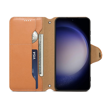 For Samsung Galaxy S23 5G Denior Cowhide Texture Wallet Style Leather Phone Case(Khaki) - Galaxy S23 5G Cases by Denior | Online Shopping UK | buy2fix