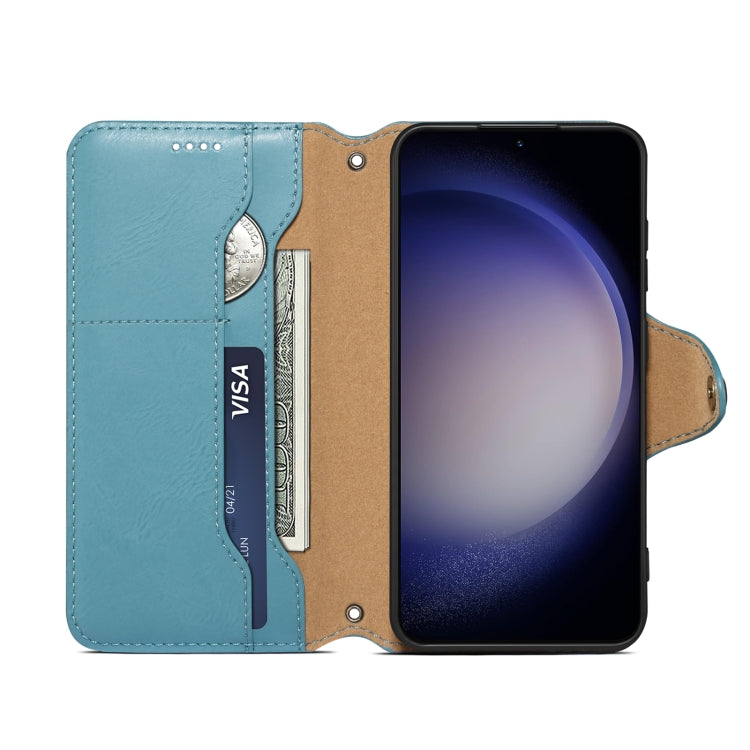 For Samsung Galaxy S23+ 5G Denior Cowhide Texture Wallet Style Leather Phone Case(Blue) - Galaxy S23+ 5G Cases by Denior | Online Shopping UK | buy2fix