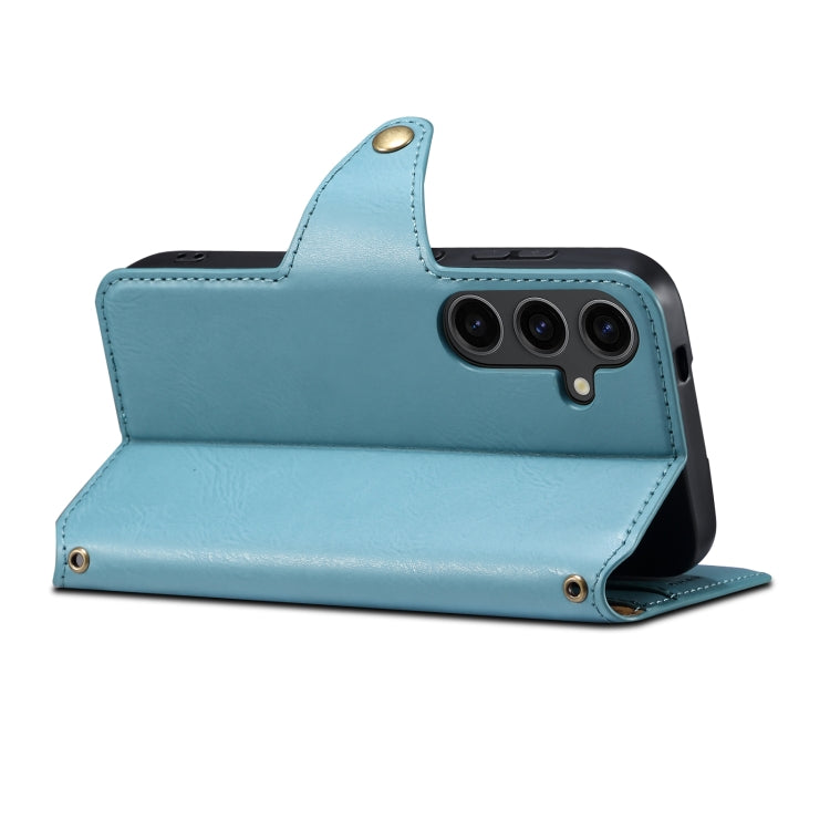 For Samsung Galaxy S23+ 5G Denior Cowhide Texture Wallet Style Leather Phone Case(Blue) - Galaxy S23+ 5G Cases by Denior | Online Shopping UK | buy2fix