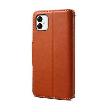 For Samsung Galaxy A05 Denior Cowhide Texture Wallet Style Leather Phone Case(Brown) - Galaxy Phone Cases by Denior | Online Shopping UK | buy2fix