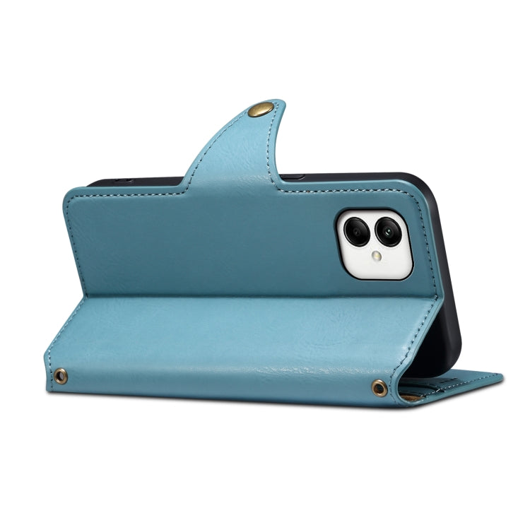 For Samsung Galaxy A05 Denior Cowhide Texture Wallet Style Leather Phone Case(Blue) - Galaxy Phone Cases by Denior | Online Shopping UK | buy2fix