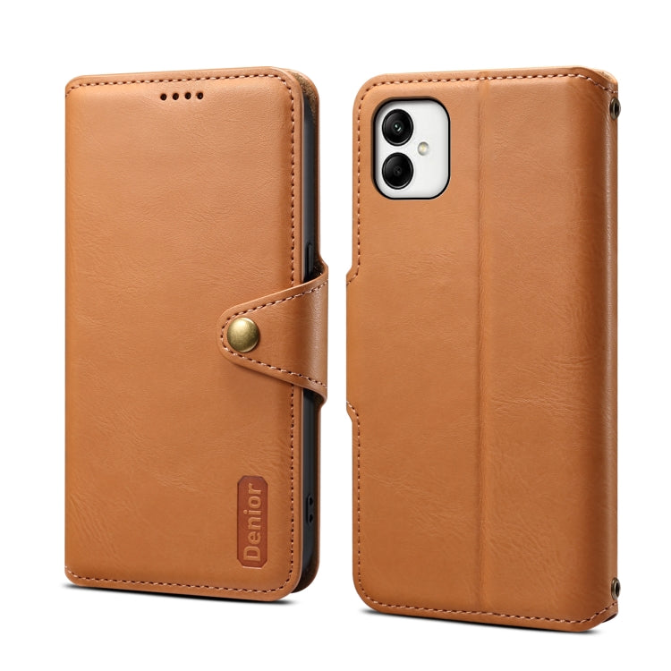 For Samsung Galaxy A05 Denior Cowhide Texture Wallet Style Leather Phone Case(Khaki) - Galaxy Phone Cases by Denior | Online Shopping UK | buy2fix