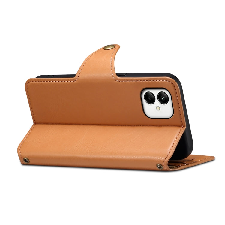 For Samsung Galaxy A05 Denior Cowhide Texture Wallet Style Leather Phone Case(Khaki) - Galaxy Phone Cases by Denior | Online Shopping UK | buy2fix