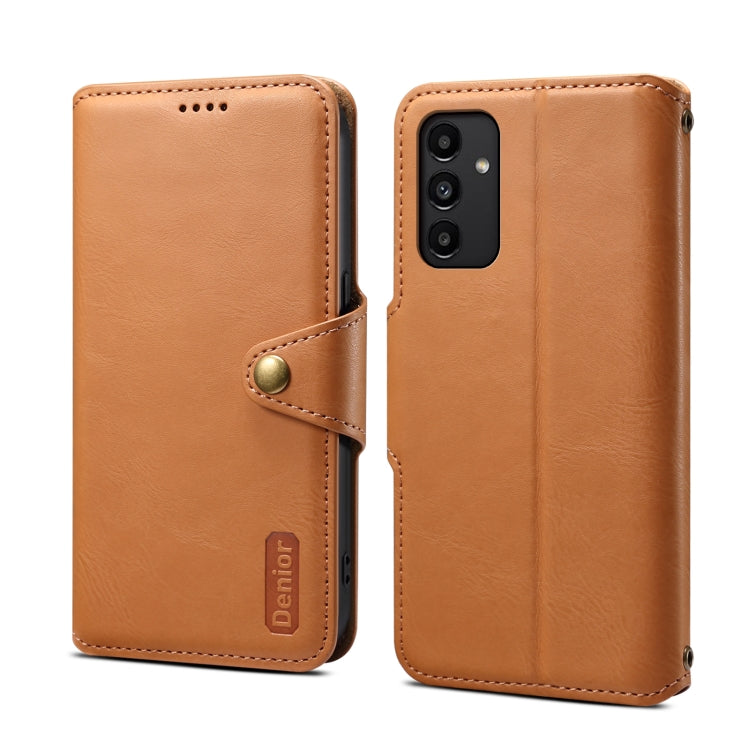 For Samsung Galaxy A13 5G Denior Cowhide Texture Wallet Style Leather Phone Case(Khaki) - Galaxy Phone Cases by Denior | Online Shopping UK | buy2fix