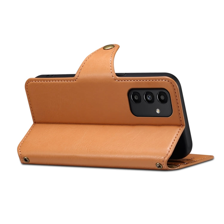 For Samsung Galaxy A13 5G Denior Cowhide Texture Wallet Style Leather Phone Case(Khaki) - Galaxy Phone Cases by Denior | Online Shopping UK | buy2fix