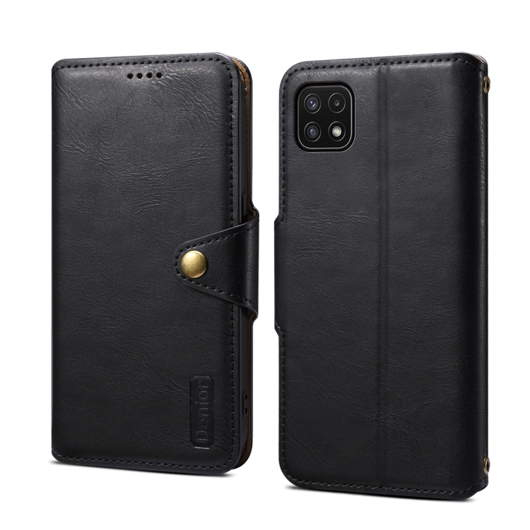 For Samsung Galaxy A22 5G Denior Cowhide Texture Wallet Style Leather Phone Case(Black) - Galaxy Phone Cases by Denior | Online Shopping UK | buy2fix
