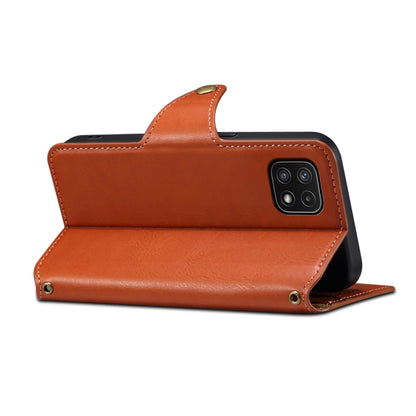 For Samsung Galaxy A22 5G Denior Cowhide Texture Wallet Style Leather Phone Case(Brown) - Galaxy Phone Cases by Denior | Online Shopping UK | buy2fix