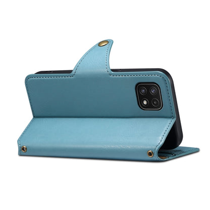 For Samsung Galaxy A22 5G Denior Cowhide Texture Wallet Style Leather Phone Case(Blue) - Galaxy Phone Cases by Denior | Online Shopping UK | buy2fix