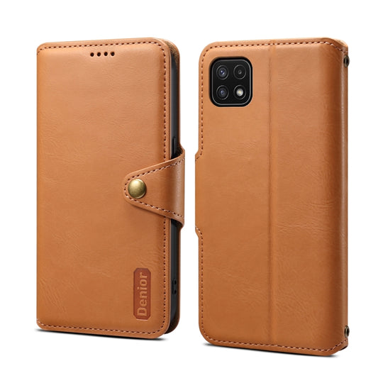 For Samsung Galaxy A22 5G Denior Cowhide Texture Wallet Style Leather Phone Case(Khaki) - Galaxy Phone Cases by Denior | Online Shopping UK | buy2fix
